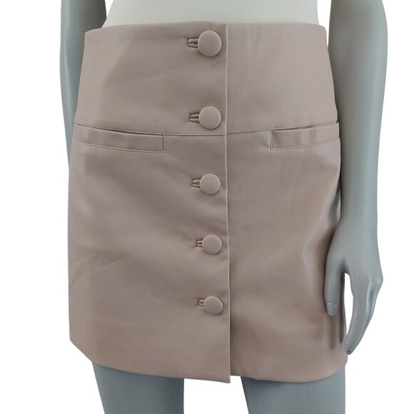 PROENZA SHOULER Faux Leather Mini Skirt 6 Beige Blush Designer Chic Like New - Picture 2 of 11